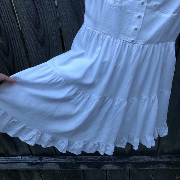Lulus Good To Be Here Mini Dress Size S White Babydoll Cotton Linen Corset - Picture 6 of 16